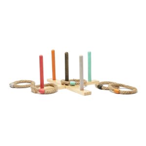 Jeu De Lancer D'Anneaux En Bois Avec Sac De Transport - Jeu D'Adresse Et D'Extérieur